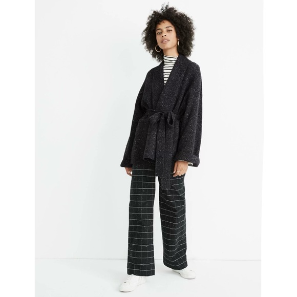 Madewell Sweaters - Madewell Donegal Tie-Waist Cardigan Sweater in Donegal Thunder Heather Black - L